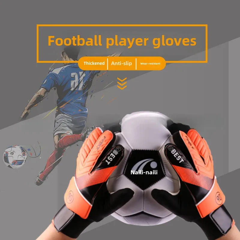 1Pair Children's Goalkeeper Glove Goalkeeper Gloves Football Protection Adults Teenager Anti-Slip Wear-Resistant Soccer Goalie