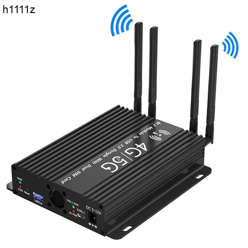 M.2 NGFF 3G/4G/5G Module to USB3.0 Adapter with Cooler Fan Dual SIM Slot DC/Type C Power Supply for 3042 3052 5374 M2 Key B Card