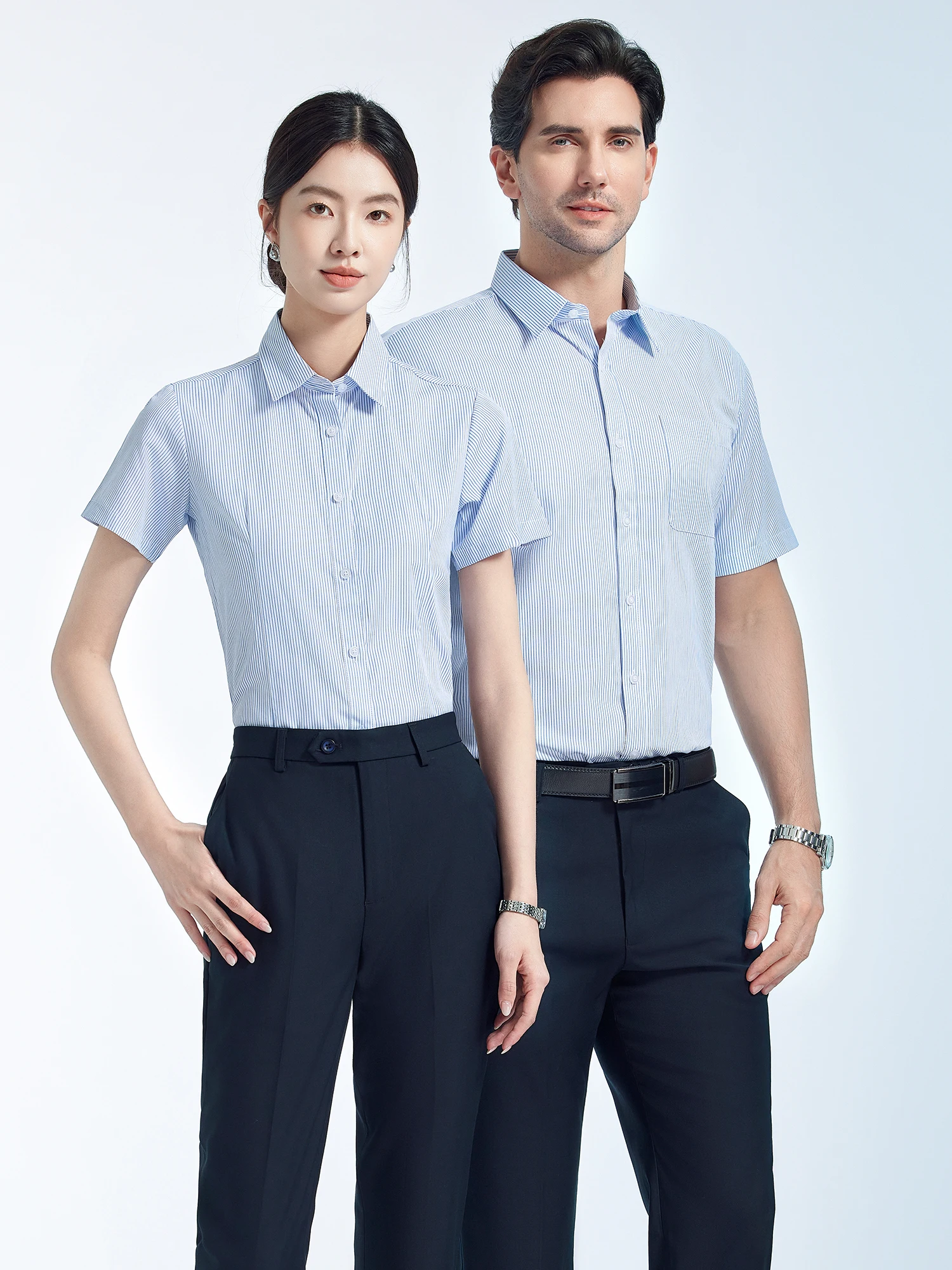 

Men's Business Striped Shirt Short Sleeve Commute Formal Workwear Polyester Cotton Blend Standard Fit Summer New Style