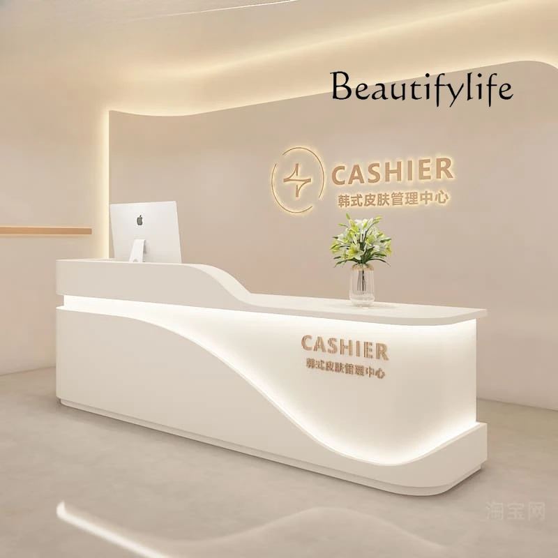 

Beauty salon cashier bar counter clothing store simple modern paint reception counter table