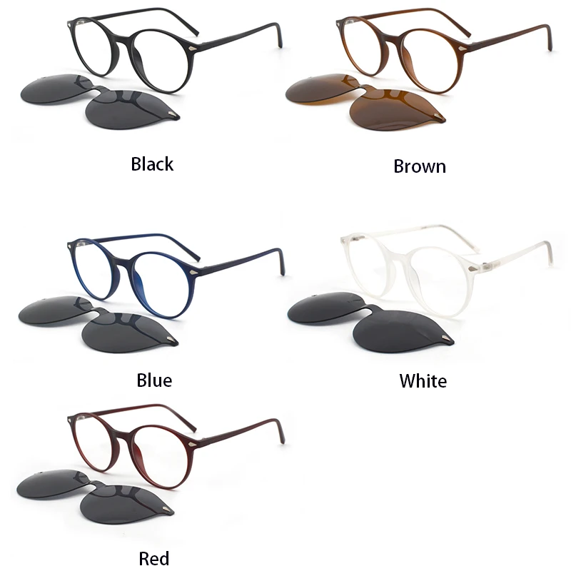 KANDREA Vintage Clip On Polarized Glasses Frame Women Fashion Sunglasses Men Optical Myopia Classic Eyewear Eyeglasses C8005