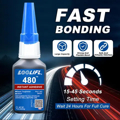 480 Black Super Glue, Quick-Bondig Adhesive Leather Rubber Wood Metal Strong Liquid Glue, Emergency Repair Adhesive, Rubber Glue
