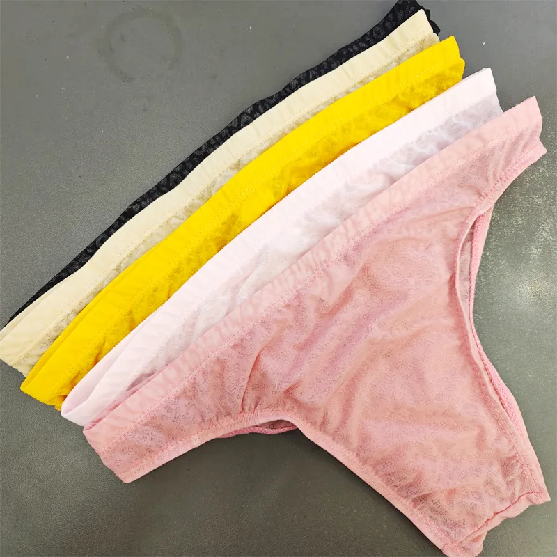 กางเกงในชายเซ็กซี่ ผ้าแจ็คการ์ดลูกไม้บาง โปร่งแสง แห้งเร็ว ยืดหยุ่น แบบซีทรู แนวบิกินี่เอวกลาง สำหรับผู้ชาย