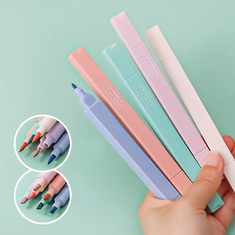

Fluorescent Pen for Art Drawing Doodling Marking, 6pcs Pastel Markers Dual Tip, School Office Stationery