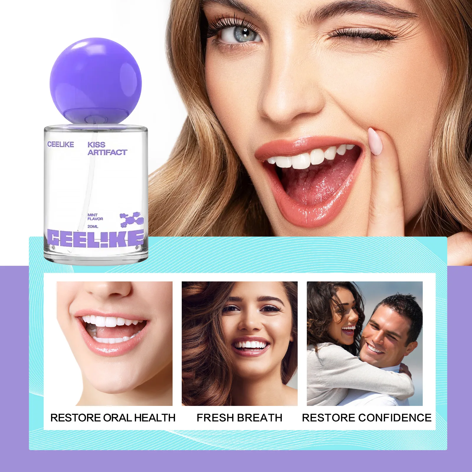 Portable Probiotic Mouth Spray 20ml Instant Bad Breath Eliminator Refreshing Mint Flavor Pocket Size Oral Hygiene Spray for Dail