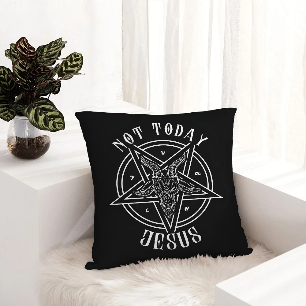 

Devil Goat S-Satan Skeleton Pillow Case Plush Fabric Soft Pillowcase Double Sided Print Sofa Cushion Cover Throw Pillow Cover