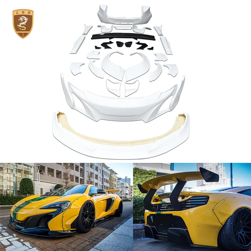 FRP Material 8Pcs Front Rear Wheel Fender Flares For Mclaren 650S Upgrade LB Style Rear Bumper Guard Side Skirt Extension