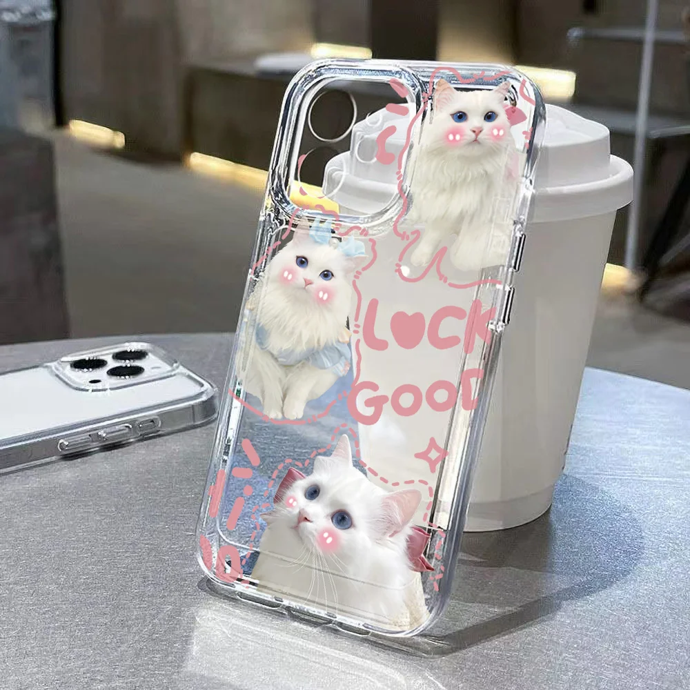 Transparente Silikon-Handyhülle für Samsung S25 Ultra Galaxy S26 S24 FE S23 Plus S22 Edge Schützende Katzen-Motiv-Hülle