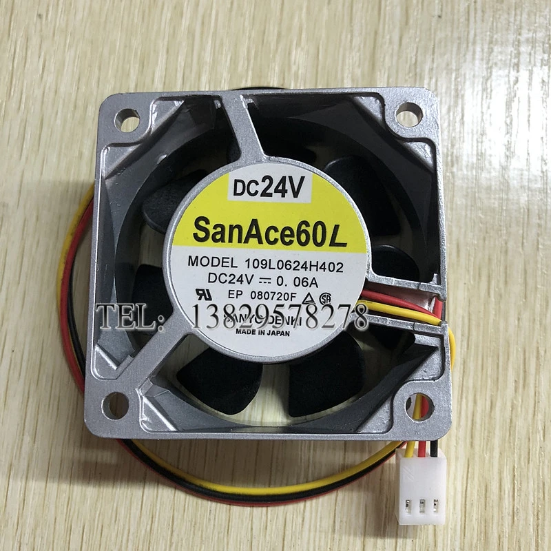 

SANYO DENKI 109L0624H402 DC 24V 0.06A 60x60x25mm 3-Wire Server Cooling Fan