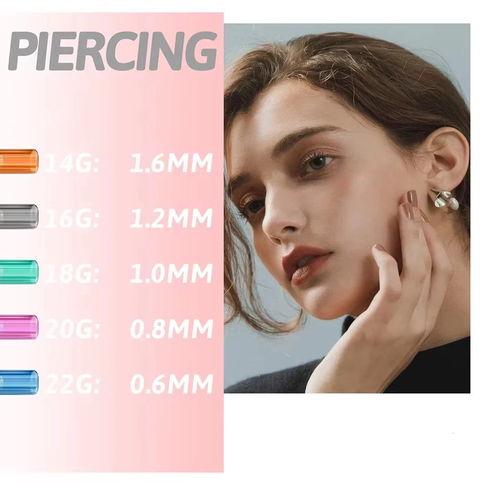 10-100pcs Catheter Piercing Needle Disposable Cannula Tattoo Piercing Needle for Body Nose Belly Piercier 14G 16G 18G 20G 22G