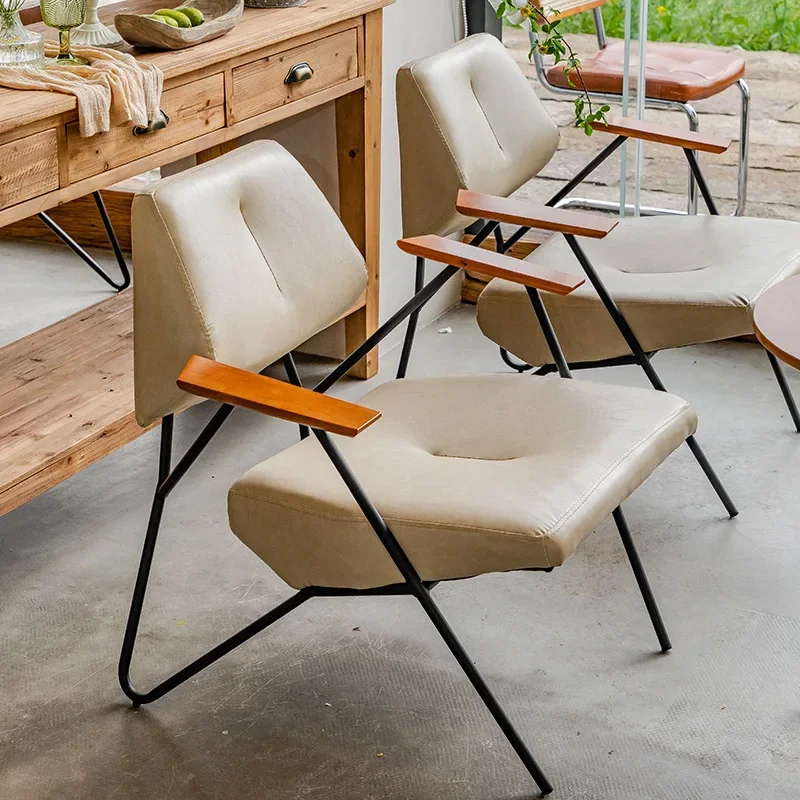 

Southeast Asia wind coffee shop leather dining chair dining table set single casual retro sofa chair restaurant furniture