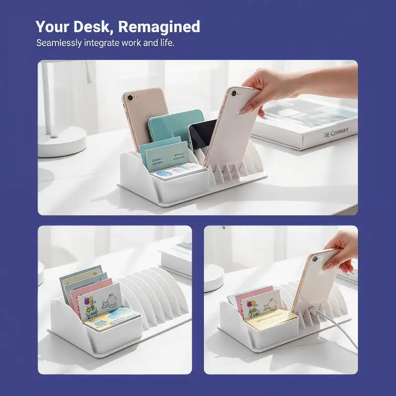 

Multi-slot Tablet And Phone Charging Storage Box, Placement Stand, Plastic Holder, Portable With Multiple Card Slots