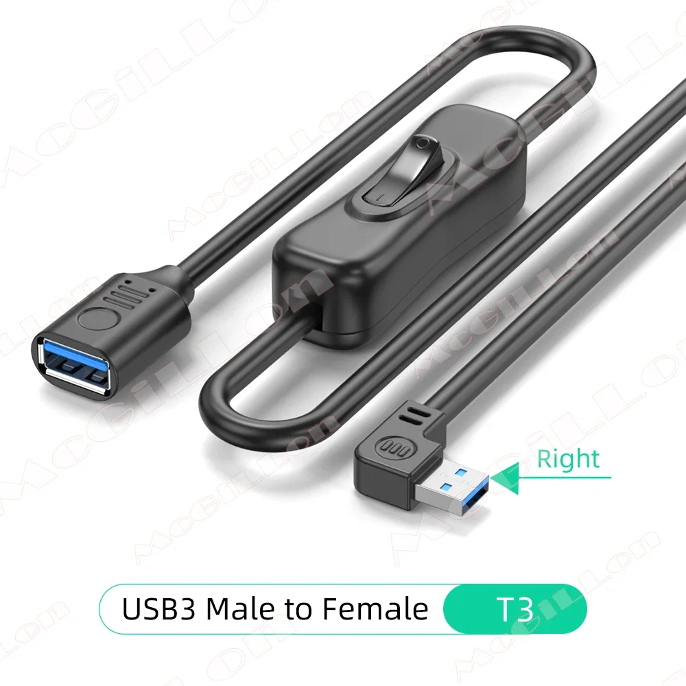 McGiLLon USB 3.0-Verlängerungskabel, Stecker auf Buchse, Verlängerungskabel mit EIN-AUS-Schalter für PC, USB-Lüfter, LED-Lampe, USB-Ladegerät, Netzkabel