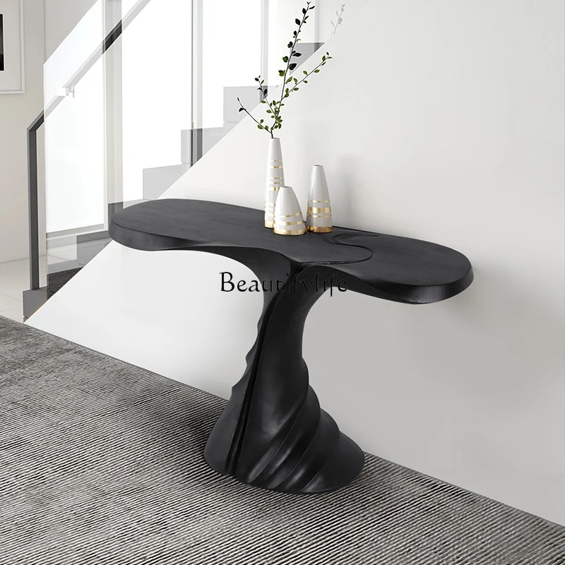 

-Wabi Sand Wind Home Solid Wood Entrance Table Light Luxury High-end Designer Decoration Narrow Table Against the Wall