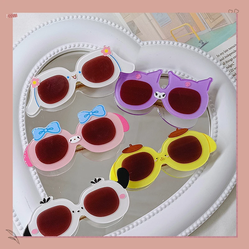 

Sanrio Hello Kitty Funny Creative Glasses Hair Clip Ins Cute Sweet Girly Heart Bangs Side Clip Japanese Student Hair Accessories