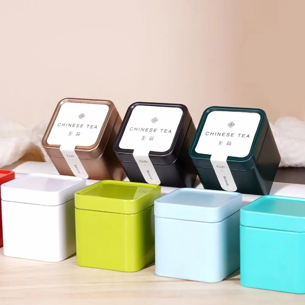 Metal Tins Container Tea Bucket Practical Empty Space-saving Storage Tin with Lid Dustproof Iron Mini Sturdy Loose Tea Bucket