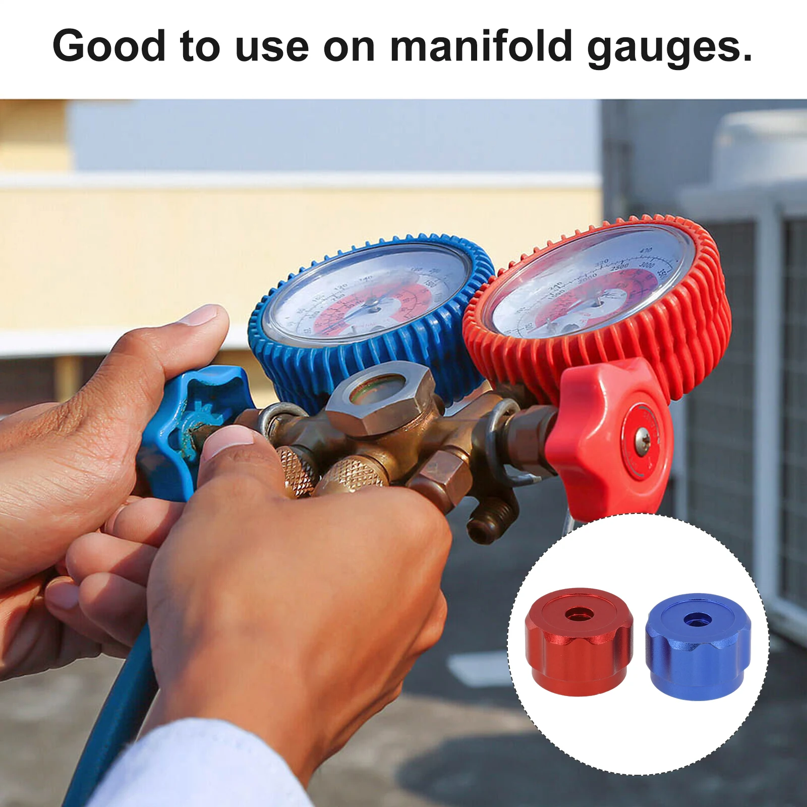 Imagem -04 - Alumínio Alloy Manifold Gauges Punho Redondo Roda x Knob Handles Vermelho e Azul