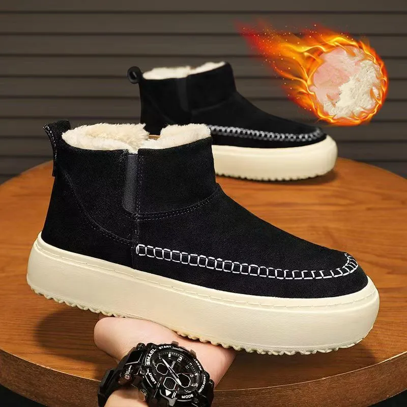 

2026 Зимние мужские зимние ботинки с добавлением изоляции и толщины обеспечивают комфорт тепло и устойчивость к нескользянию на открытом воздухе.