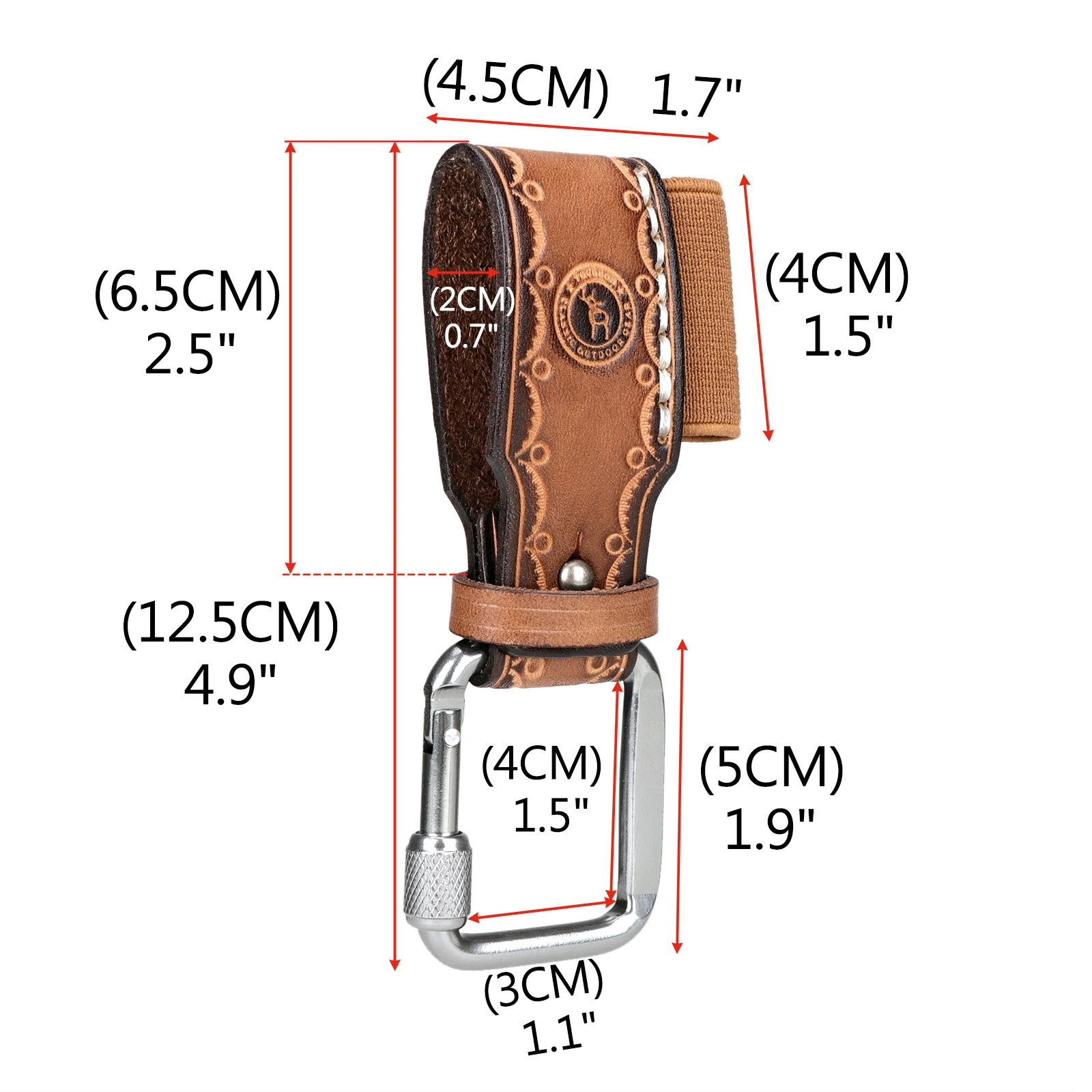 Tourbon Thick Genuine Leather Tool Holder Heavy Duty Tools Holster Belt Loop 6.5CM Key Ring Holder