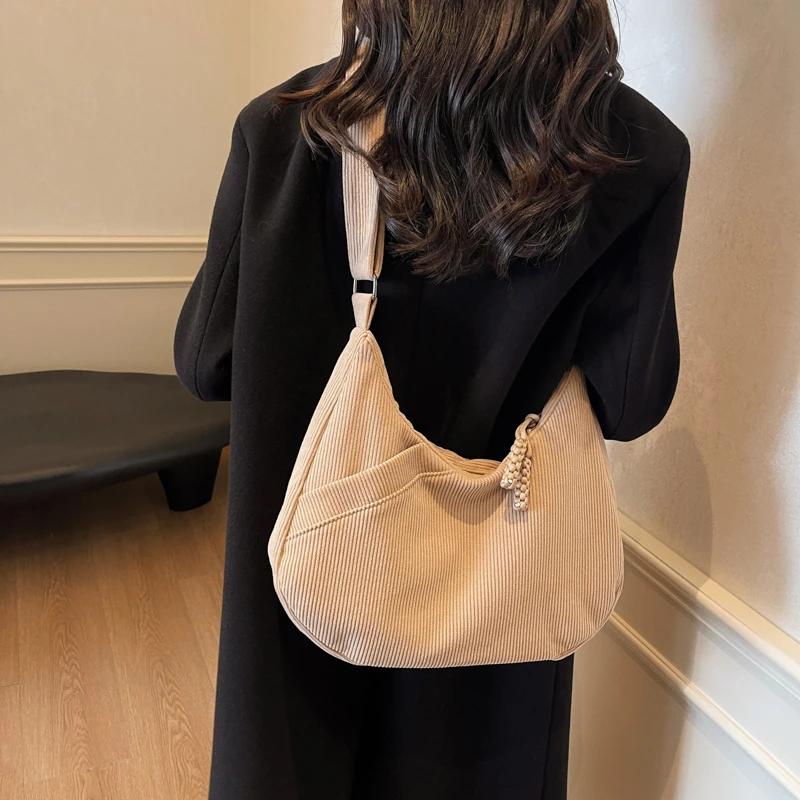 

Simple Solid Color Large Capacity Canvas Commuting Storage Bags Fashion New Casual Versatile Women's Single Shoulder Bags