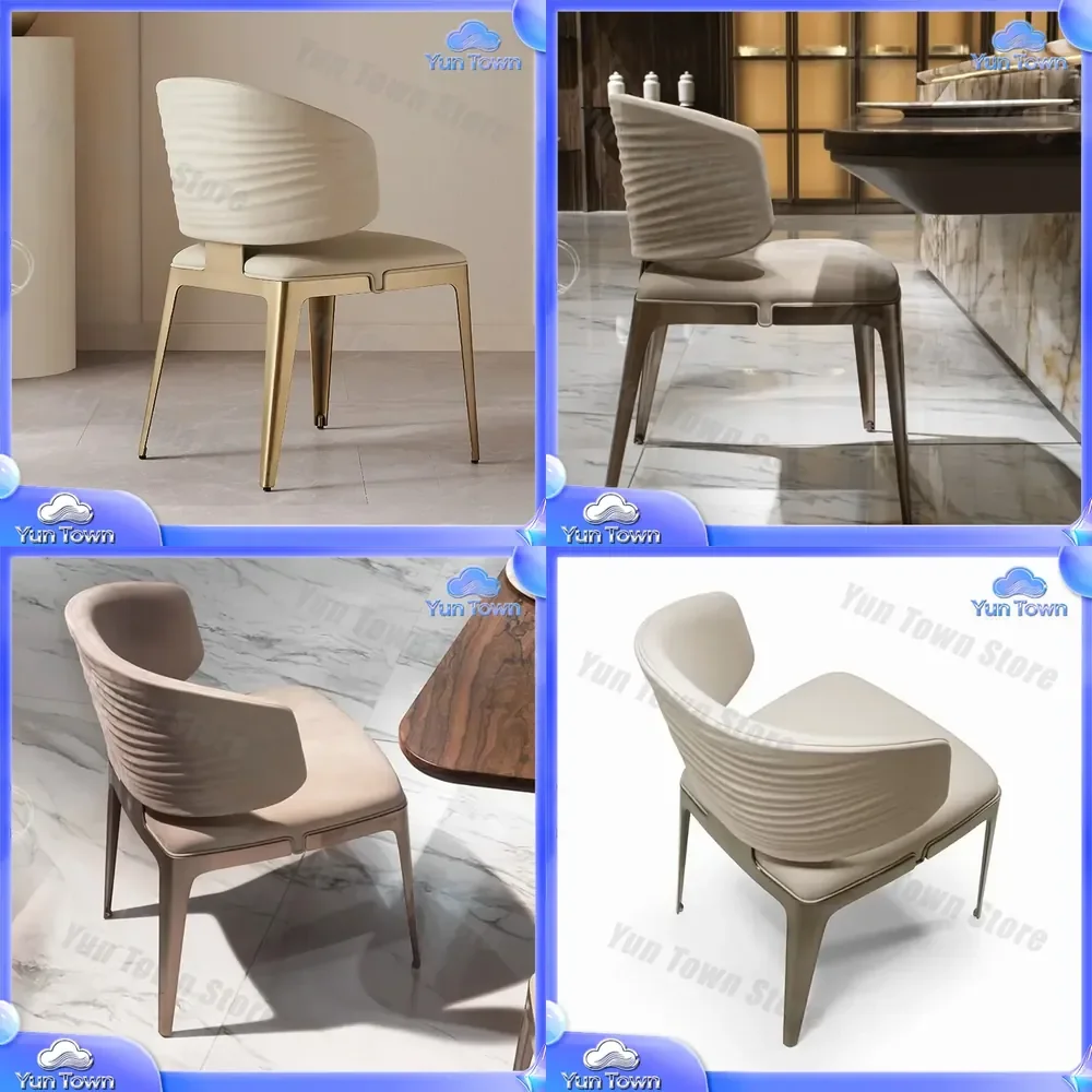 Light Luxury High-End Dining Chair for Villa Hotel Designer Italian Leisure Use Household Stainless Steel Back Chair