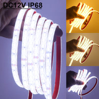 IP68 Waterproof LED Strip 12V 2835 120Leds/m Flexible Tape Outdoor Home Decor 0.5m-10m Ribbon Rope LED Lights 3000k 4000k 6000k