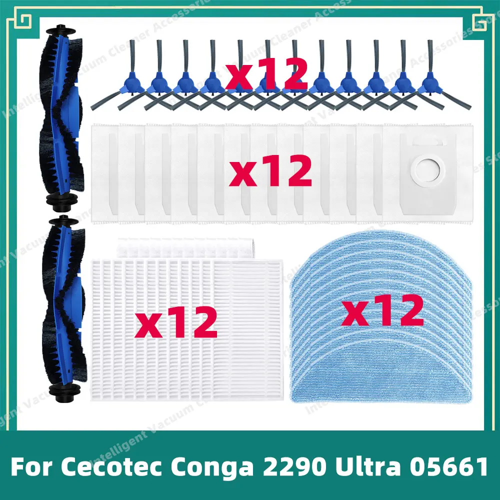 Compatible For  Cecotec Conga 2290 Ultra 05661 Main Side Brush Hepa Filter Mop Cloth Rag Dust Bag Accessories Replacement Parts