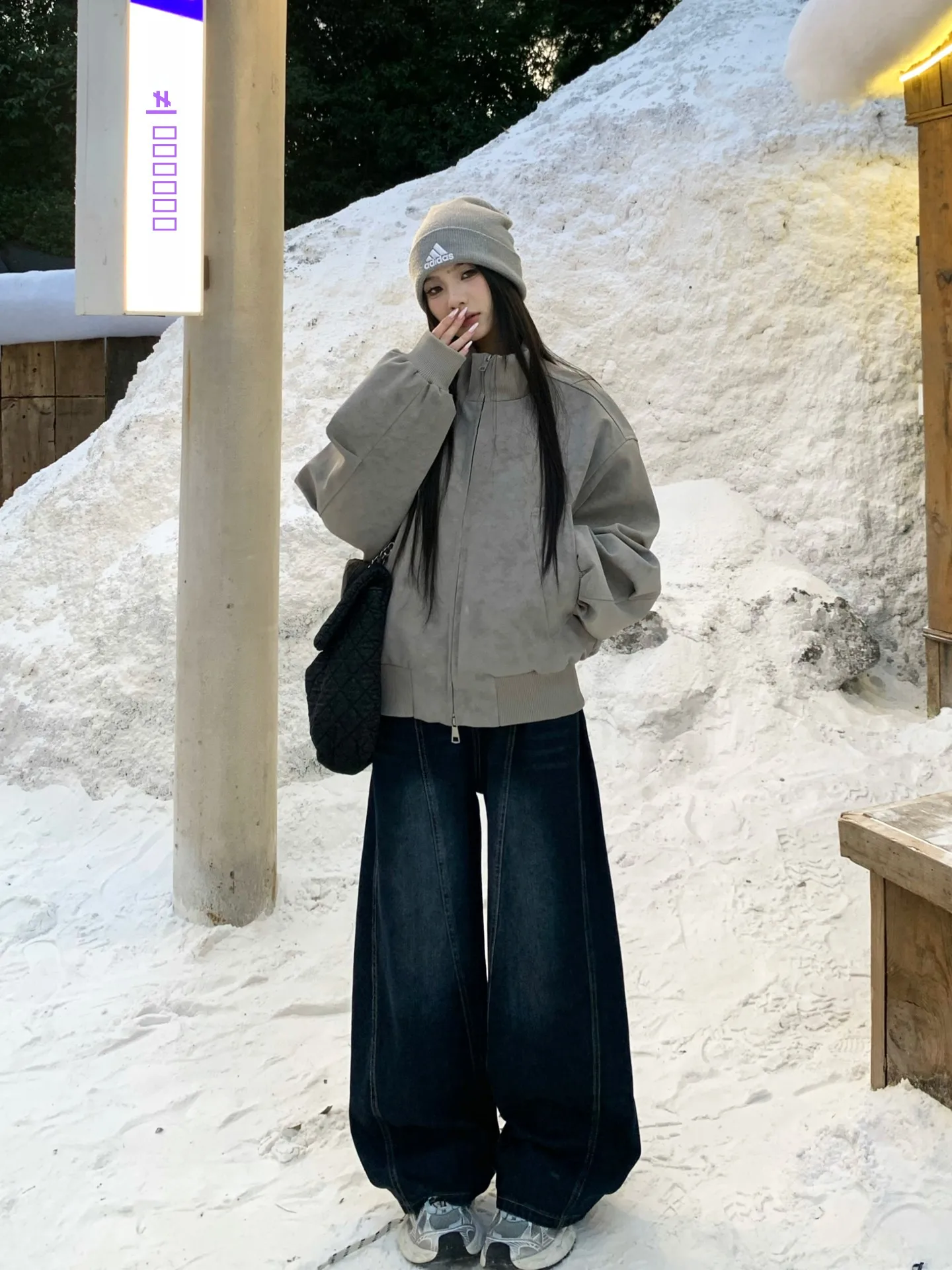 Jaqueta Casual Americana Estilo Baseball para Mulheres, Nova Moda de Outono e Inverno, Com Gola Alta e Fechamento com Zíper, Fibra de Poliéster