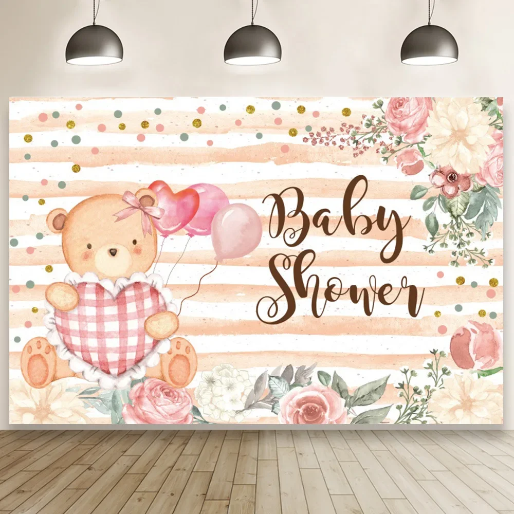 

Party Backdrop for Baby Shower Supplies Decorations Little Bear Photography Props Vinyl Background