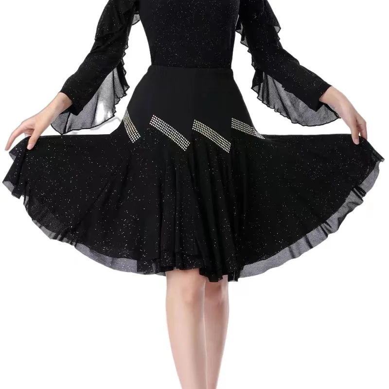 Moderne Dansrok Ballroom Dansrok Mesh Lange Rok Dansjurk Grote Swing Rok