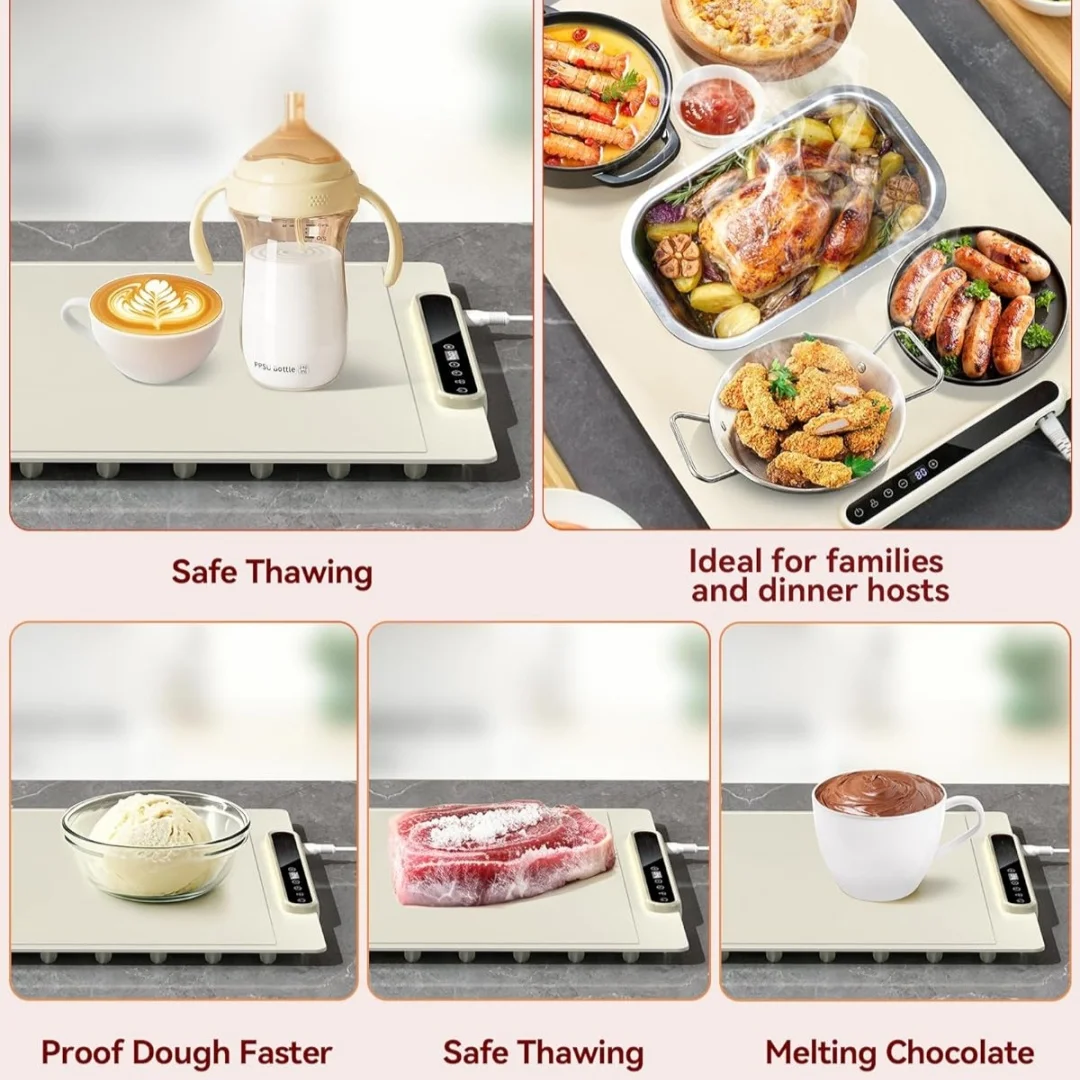 Food Warming Mat , Electric Warming Tray with 7 Temps, Foldable Food Warmer for Parties, Buffets, Family Gatherings,