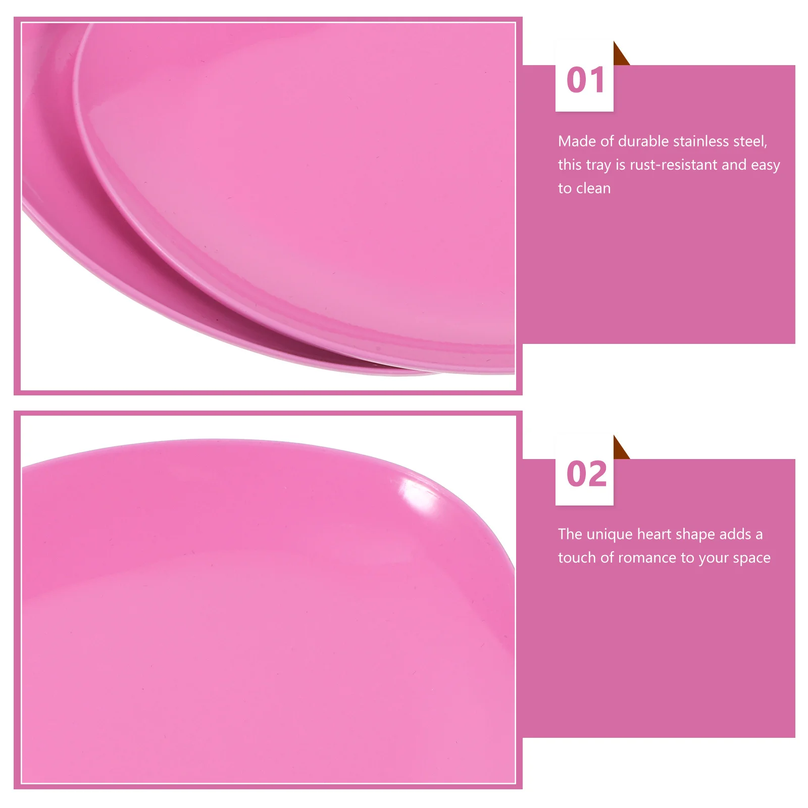 2 قطعة صواني المجوهرات على شكل قلب الفولاذ المقاوم للصدأ طبق صغير لخاتم القرط تخزين صينية العرض منظم سطح المكتب ديكور المنزل