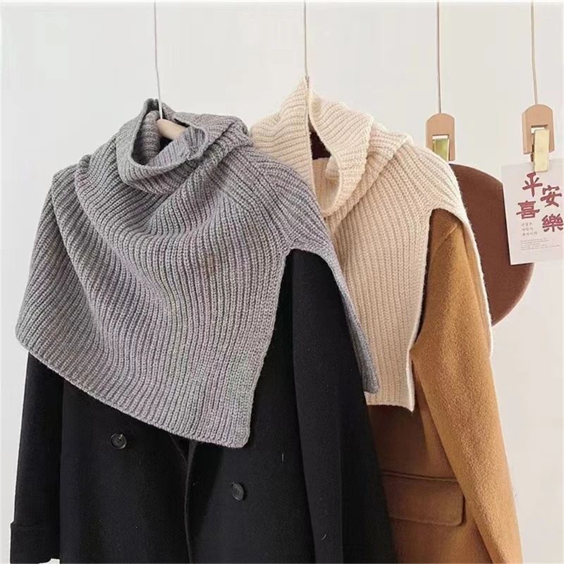 Winter Knitted Fake Collar Scarf Shoulder Wrap Women Turtleneck Knitted False Collar Warm Windproof Detachable Scarf Dropship