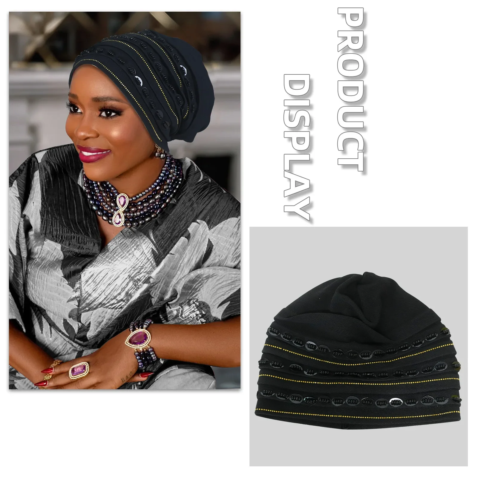 موضة الزفاف Geles الأفريقي Headtie السيارات Gele الماس العمائم للنساء النسيج أغطية الرأس الإسلامية خوذة أشرطة رأس الإناث