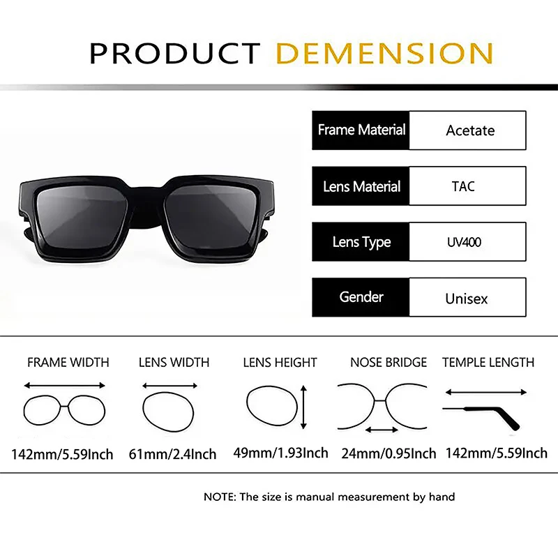 HBK Marke Mode TAC Acetat Quadrat Sonnenbrille Männer Polarisierte Hohe Qualität Fahren Sonnenbrille Frauen Designer Oculos Uv400 Fall – Detail 3