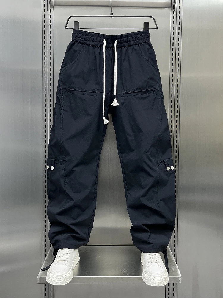 

Youthful Haome Casual Work Pants Men's Loose Wide Leg Spring Autumn Sle Bla Slimming Sports Pants Trendy Loose Fit