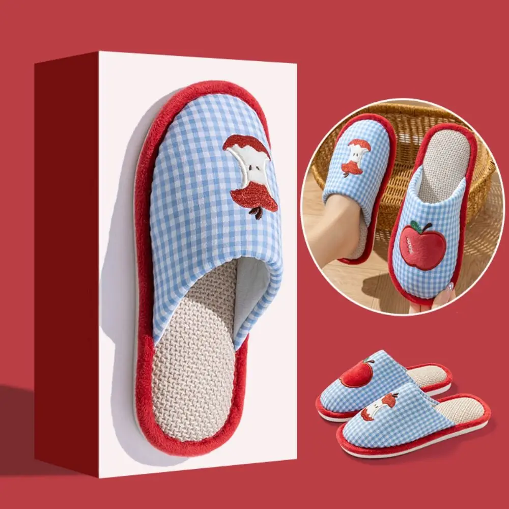 لينة الفراولة منزل الكتان النعال المضادة للانزلاق شبكة شريط شبشب منزل الفواكه لينة وحيد النعال الحلو غرفة نوم النساء #2