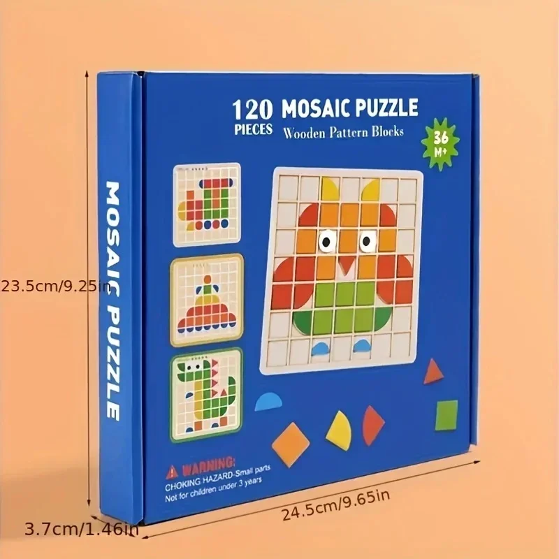 Ensemble de Puzzle en mosaïque en bois, 120 pièces, jouets blocs de jeu de bureau 3D, idéal pour les anniversaires, noël, Halloween