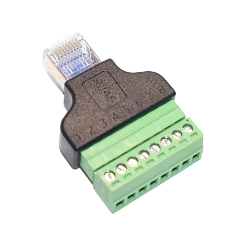 0XLB No Soldering Required RJ45 Male to 8Pin Terminals Adapters Shielded for Reduction in Ethernet Installations for Various