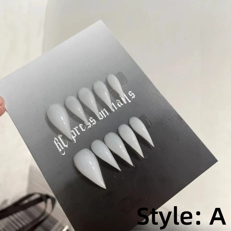 New Handmade Rhinestone Dragon Claw Press On Nails Short Cat Claws Acrylic Fake Nails With Glue Stickers For Women view 3