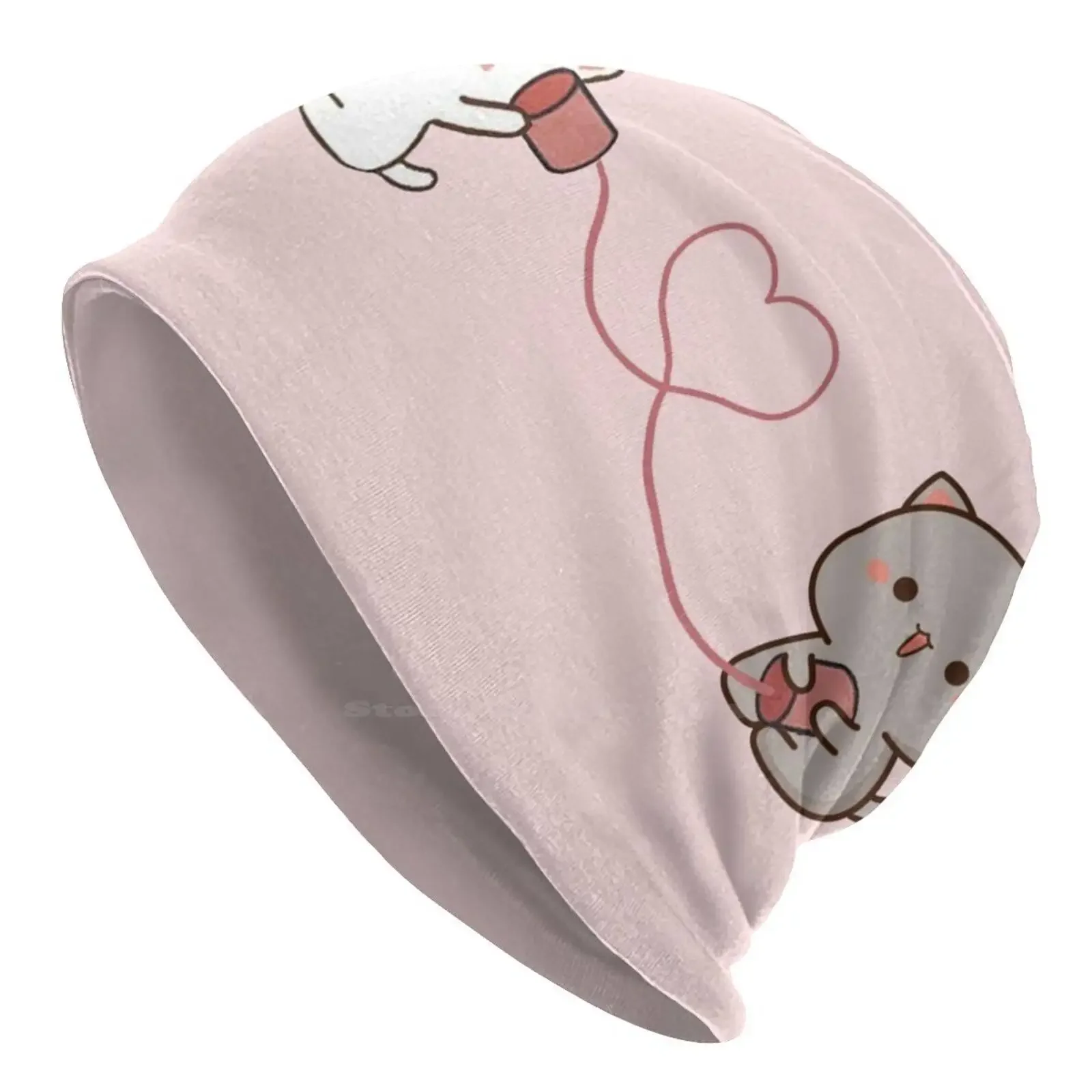 Gorro de punto de gato Mochi, gorros cálidos para exteriores, ositos de Mocha de leche, bonitos osos de Mochi y Mochi