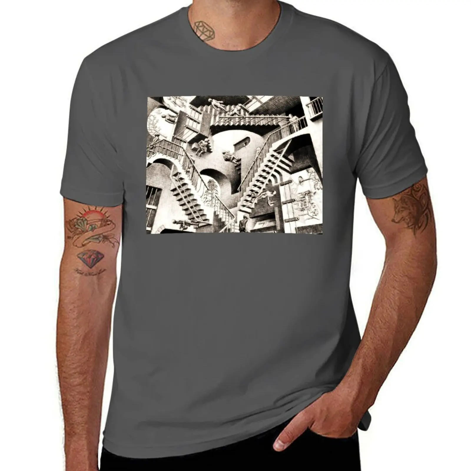 Escher - Relativity T-Shirt anime shirt blue lock customs luxury clothing labubu vintage t shirt men