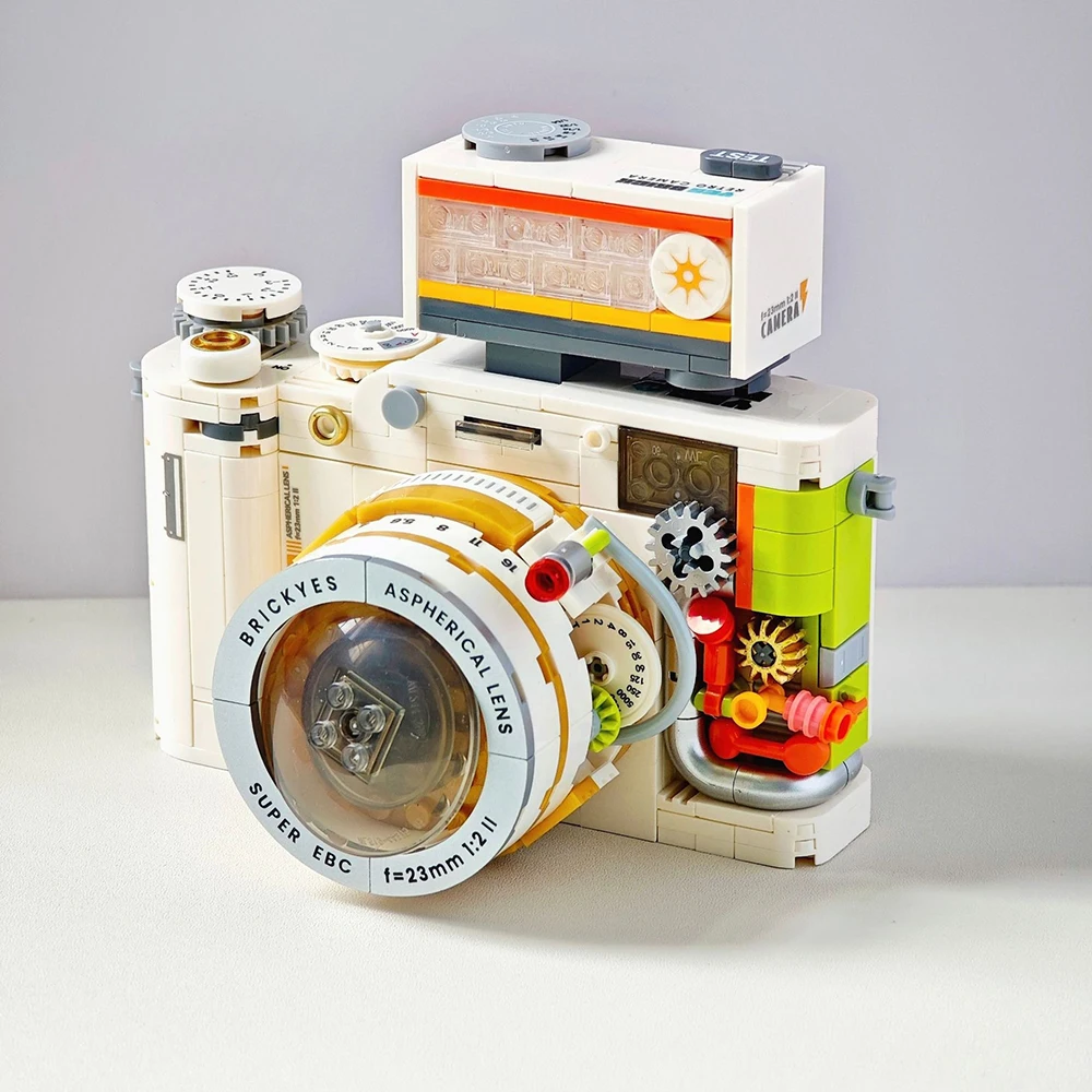 Creative Building Blocks Mechanical Purple Retro Camera Assembled Toys Brick Model Ornaments DIY Educational Toys For Adult Kids
