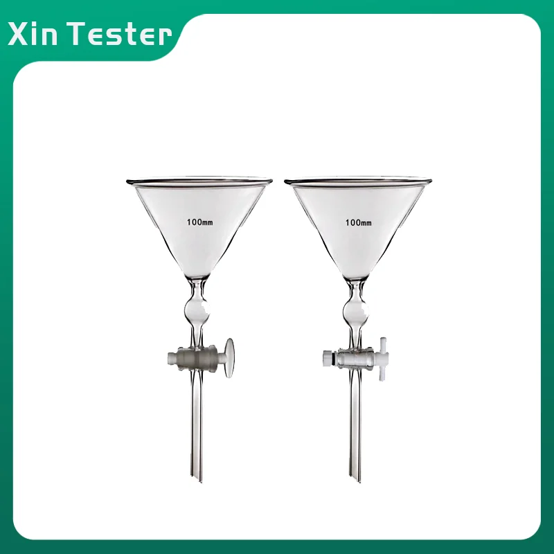 Xin Tester Laboratory High Borosilicate Glass Separatory Fine Sand Funnel with Glass Stopper 90/100mm