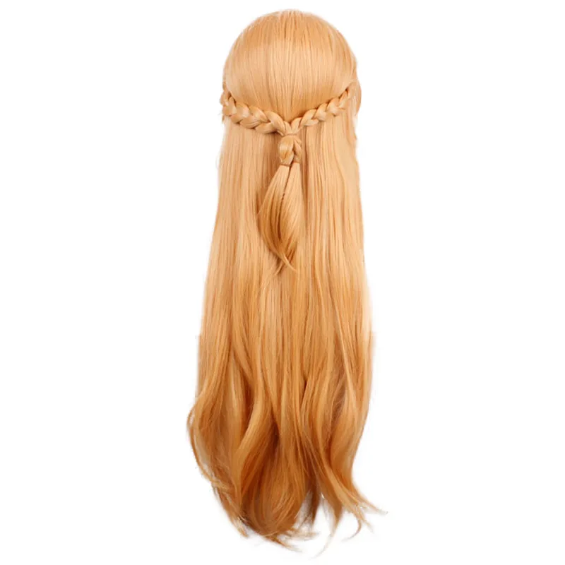 شعر مستعار اصطناعي طويل مستقيم بني فاتح زي أنيمي ألياف مقاومة للحرارة للنساء لعب الأدوار في الحفلات التنكرية
