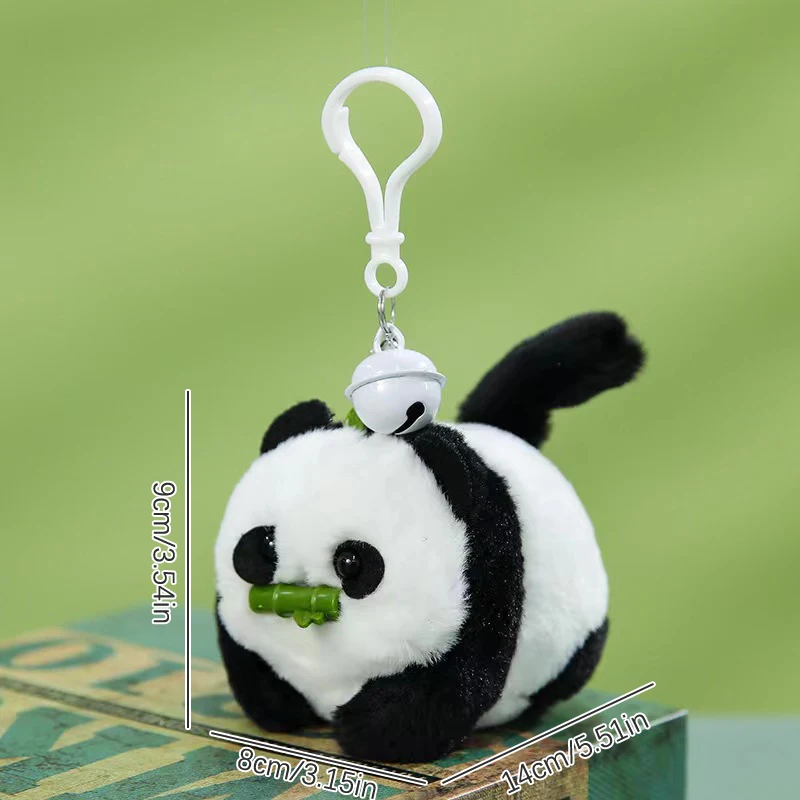 1 szt. Pluszowa Panda wisiorek w kształcie lalki zabawka ciągnąć linę ogon ruchomy Kawaii Anime pluszowy brelok zabawna brelok do kluczy z ozdobą lalka prezent