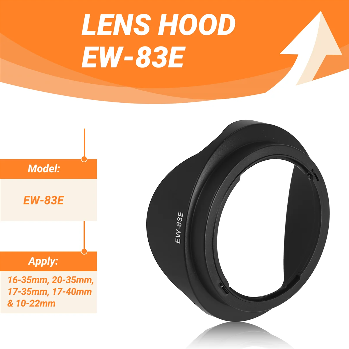 Replacement Digital Lens Hood EW-83E for Canon 16-35mm, 20-35mm, 17-35mm, 17-40mm and 10-22mm Lenses DY