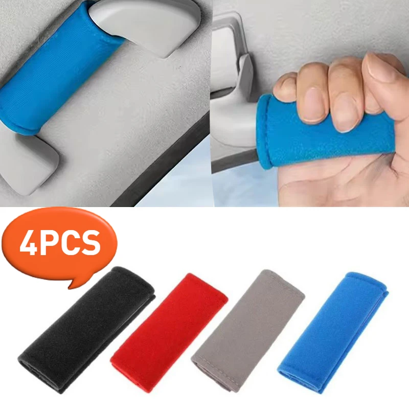 

4PCSCar Roof Handle Soft Suede Cover Car Interior Handle Glove Protective Tool Roof Handle Protective Cover Accessories