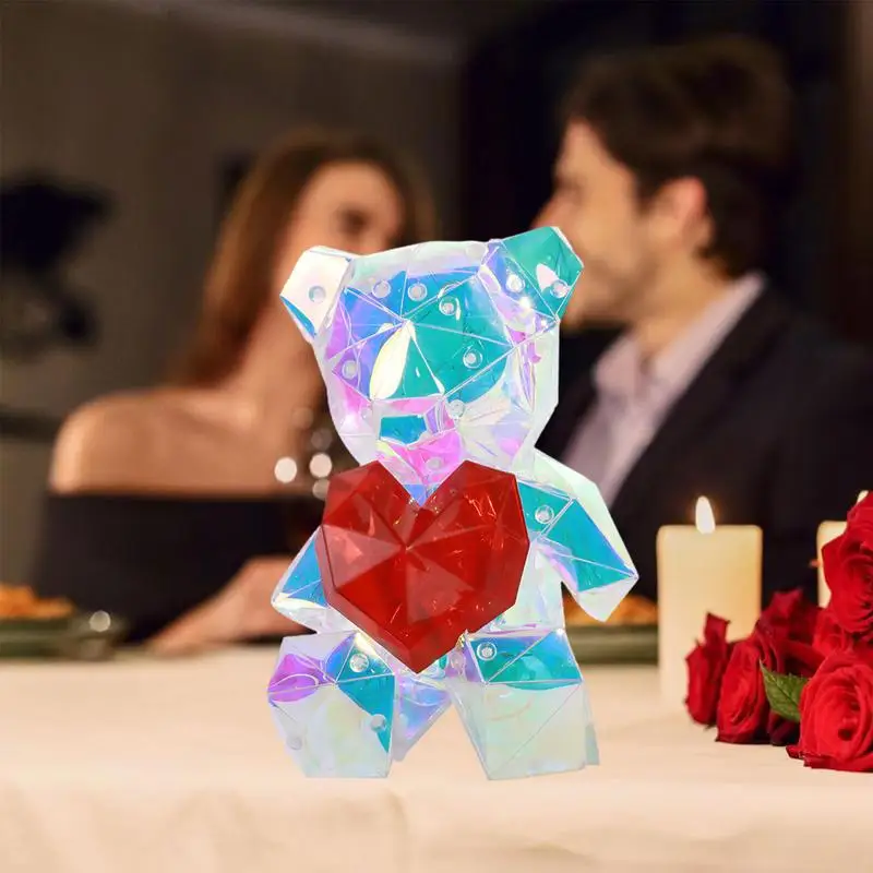 3D Twinkle Bear LED lampka nocna wymienna lampa otoczenia lampa projektorowa USB do sypialni pokój domowy urodziny prezent dla dzieci