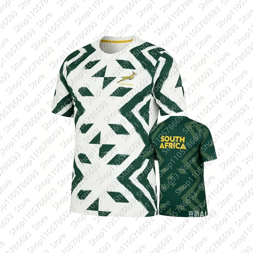 2026 3D Atmungsaktives Schnelltrocknendes Südafrika Rugby-Trikot T-Shirt für Kinder und Erwachsene Sommer-Sportmode in Übergrößen – Detail 4